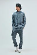 Slate Linen Embroidered Men's Raglan Shirt Set