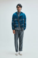 Indigo Linen Kantha Flap Collar Jacket