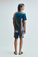 Patchwork Linen Men's Camp Collar Shirt