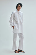 Taj Co-Linen Embroidered Men's Band Collar Kurta