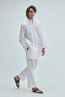 Taj Co-Linen Embroidered Men's Band Collar Kurta