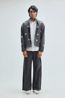 Pebble Co-Linen Embroidered Men’s Stand Collar Jacket