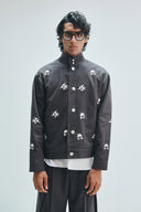 Pebble Co-Linen Embroidered Men’s Stand Collar Jacket