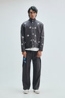 Pebble Co-Linen Embroidered Men’s Stand Collar Jacket