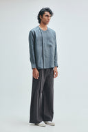 Slate Linen Men's Side Placket Shirt