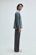 Slate Linen Men's Side Placket Shirt