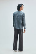 Slate Linen Men's Side Placket Shirt