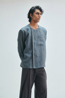 Slate Linen Men's Side Placket Shirt