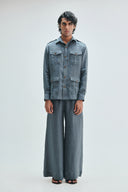 Slate Linen Men's Safari Overshirt Set