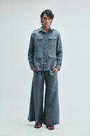 Slate Linen Men's Safari Overshirt