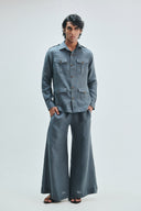 Slate Linen Men's Safari Overshirt