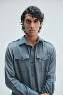 Slate Linen Men's Safari Overshirt