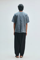 Slate Linen Men's Half Sleeves Panelled Shirt Kurta
