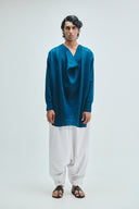 Indigo Linen Men's Cowl Neck Kurta