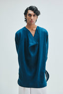 Indigo Linen Men's Cowl Neck Kurta