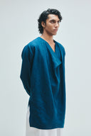 Indigo Linen Men's Cowl Neck Kurta