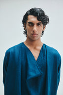 Indigo Linen Men's Cowl Neck Kurta