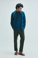Indigo Linen Embroidered Men's Raglan Shirt