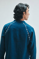 Indigo Linen Embroidered Men's Raglan Shirt