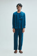 Indigo Linen Kantha Men's Panelled Pants
