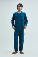 Indigo Linen Men's Side Placket Shirt