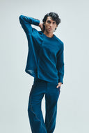 Indigo Linen Men's Side Placket Shirt