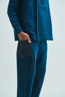 Indigo Linen Kantha Men's Panelled Pants