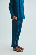 Indigo Linen Kantha Men's Panelled Pants