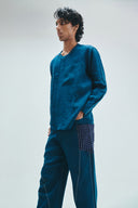 Indigo Linen Kantha Men's Panelled Pants
