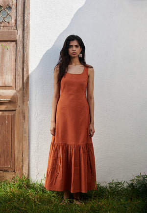 Amber Co-Linen Sleeveless Tiered Dress