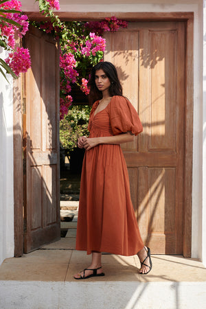 Amber Co-Linen Front Twist Dress