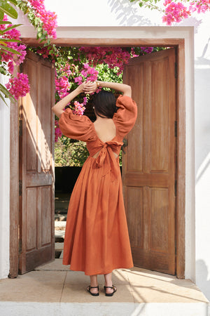 Amber Co-Linen Front Twist Dress