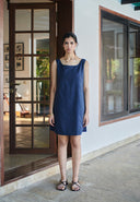 Navy Co-Linen Shift Dress