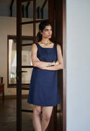 Navy Co-Linen Shift Dress