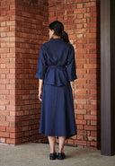 Navy Co-Linen Asymmetrical Skirt On Sale