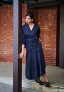 Navy Co-Linen Wrap Jacket On Sale