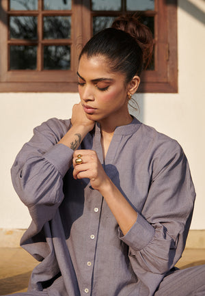 Dusk Co-Linen Dolman Shirt Set