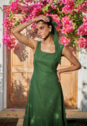 Thyme Co-Linen Sleeveless Tiered Dress On Sale