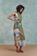 Prism Blot Co-Linen Tie Dress