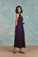 Plum Linen Sculpted Jumpsuit