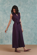 Plum Linen Sculpted Jumpsuit