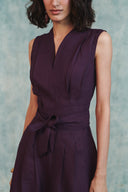 Plum Linen Sculpted Jumpsuit