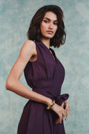 Plum Linen Sculpted Jumpsuit