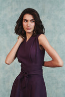 Plum Linen Sculpted Jumpsuit