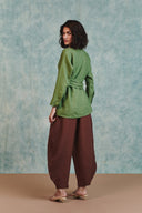 Moss Linen Wrap Top - Sale