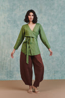 Moss Linen Wrap Top - Sale