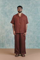 Chocolate Linen Men's Baggy Pants - Sale