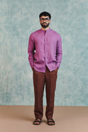 Berry Linen Men's Band Collar Shirt - Sale