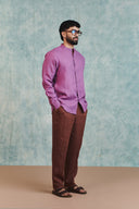 Chocolate Linen Men's Pleated Tapered Pants - Sale