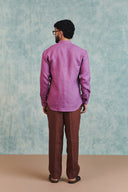 Berry Linen Men's Band Collar Shirt - Sale